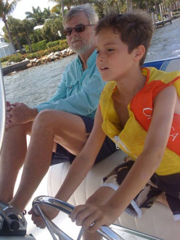 GrandDad (Mark Yonge) and Grandson at the wheel, Ft. Lauderdale
