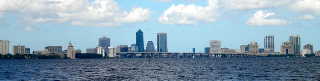 Jacksonville Skyline Panorama from Ortega River Bridge